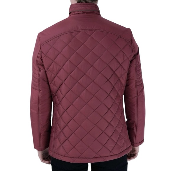 Dewberry Touch Of Modern Harris Diamond Quilted Jacket Burgundy Mens XL casual - Picture 2 of 6